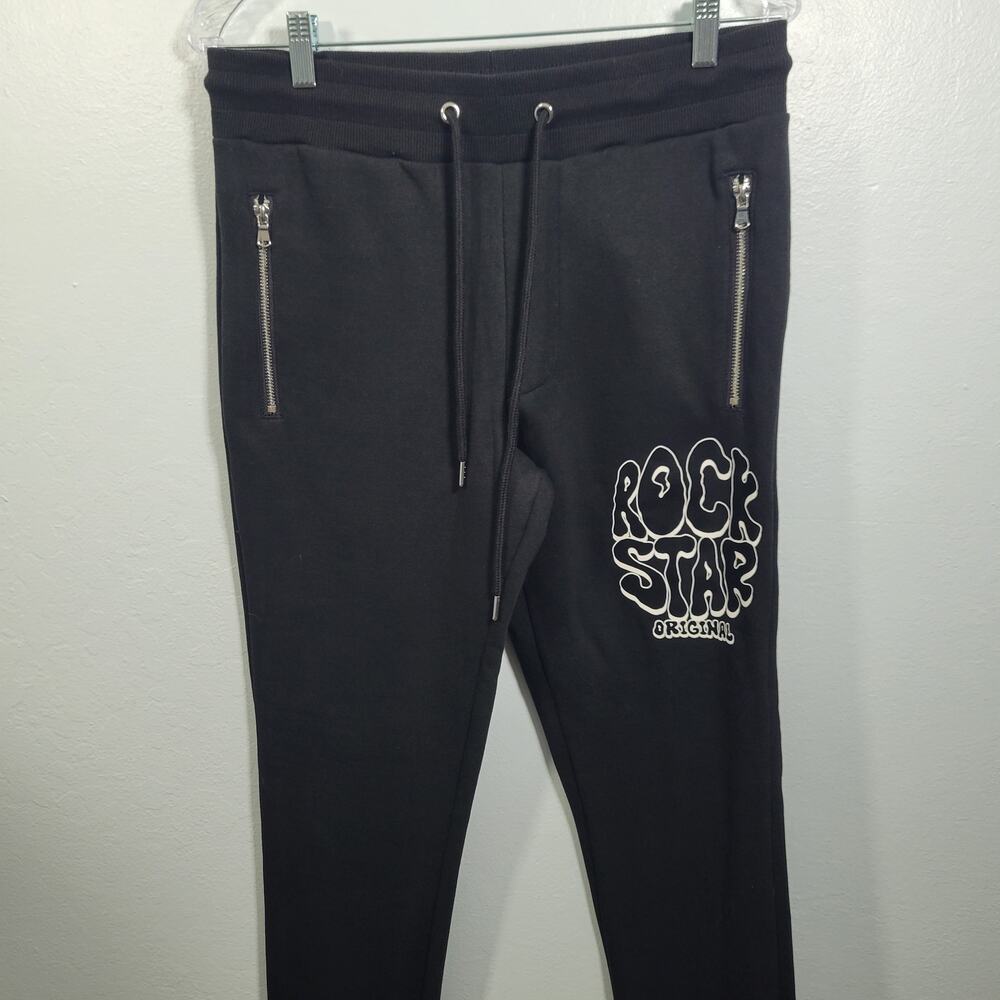 Rockstar Women's Black Joggers With Zippered Slash Pockets Size M 5726-1348 - Picture 2 of 10